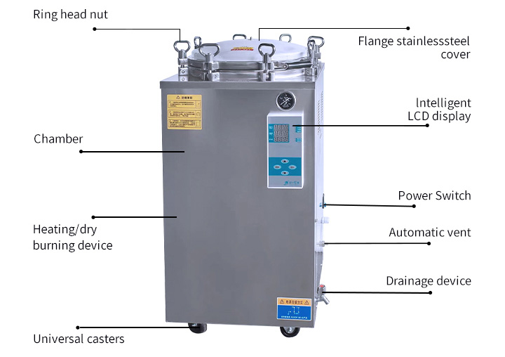 35L-150L Table Top Automatic Large Vertical Pressure Steam Autoclave Sterilizer 105℃-134℃